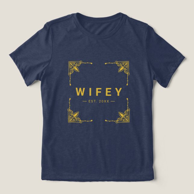 Modern Wifey Navy Tee in Comfy Tri-Blend Fabric (Design Front)