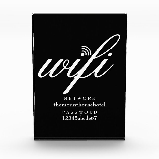 Modern Wifi Network and Password Sign Photo Block (Front)