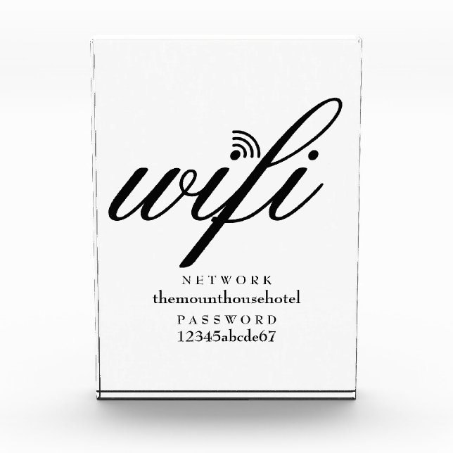 Modern Wifi Network and Password Sign Photo Block (Front)