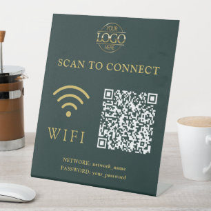 Modern Wifi Password & Network   QR Code Logo Pedestal Sign