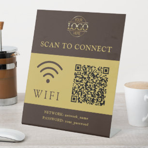 Modern Wifi Password & Network QR Code Logo Pedestal Sign