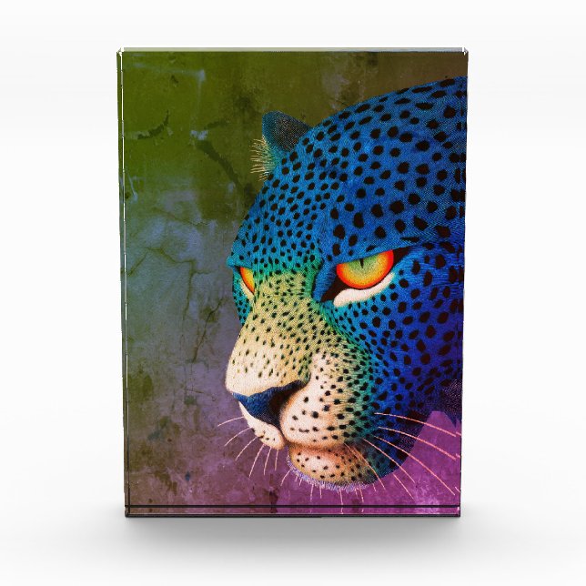 Modern Wild Cat Portrait with Red Eyes Photo Block (Front)