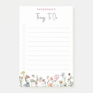 Modern Wild Flowers Personalised To Do List Post-it Notes