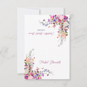 Modern wild flowers script bridal shower place invitation