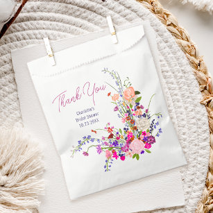 Modern wild flowers thank you bridal shower favour bags