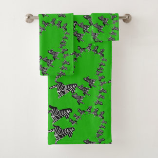 Modern wild green zebra bath towel set