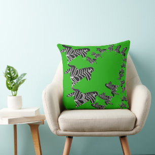 Modern wild green zebra cushion