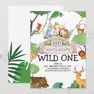 Modern Wild One Birthday Invitation