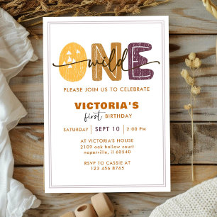 Modern Wild One First Birthday Custom photo Invitation