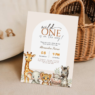 Modern Wild One Safari Animals Baby Shower Invitation