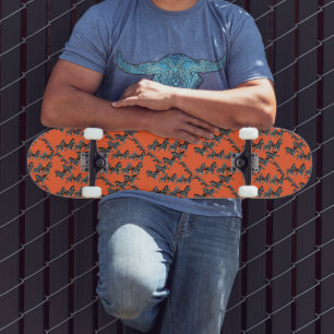Modern wild orange zebra skateboard