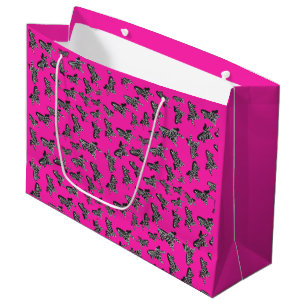 Modern wild pink zebra large gift bag
