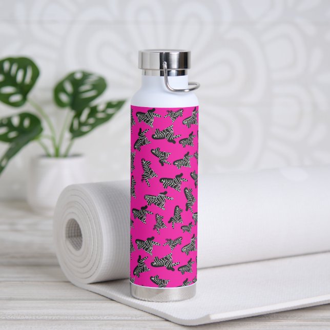 Modern wild pink zebra water bottle (Yoga (Rotated))