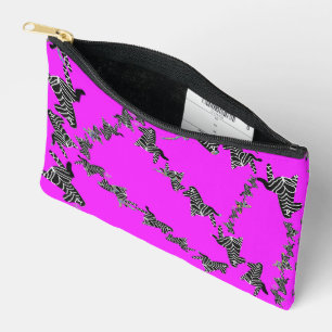 Modern wild purple zebra accessory pouch