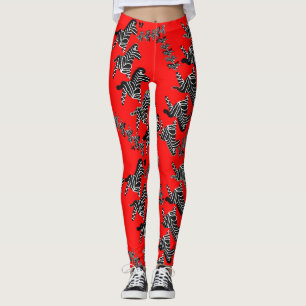 Modern wild red zebra leggings
