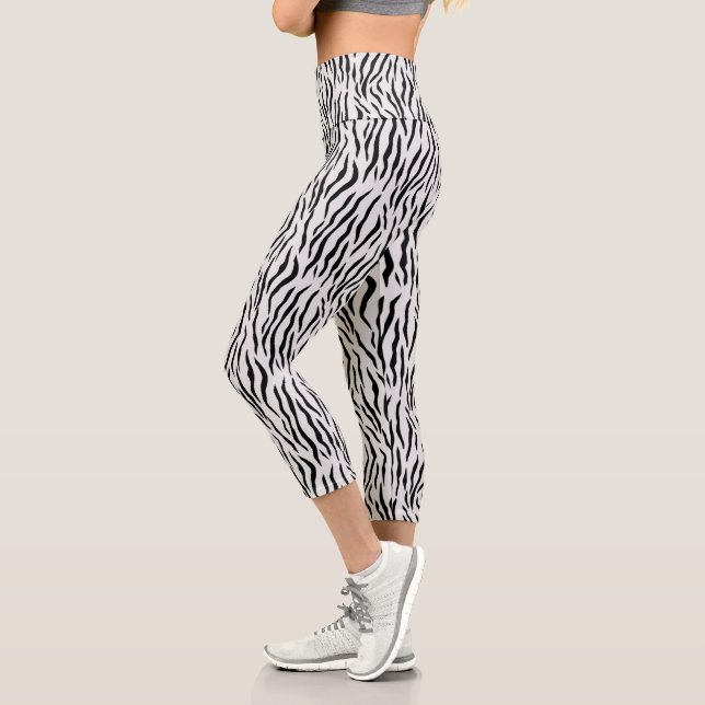 Modern Wild White Tiger Print Leggings (Left)