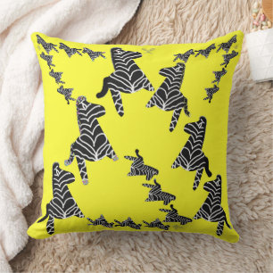 Modern wild yellow zebra cushion