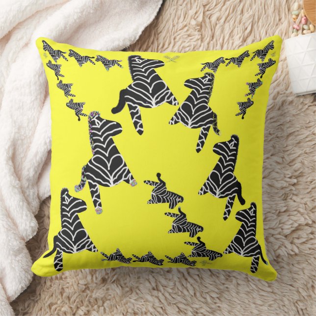 Modern wild yellow zebra cushion (Blanket)