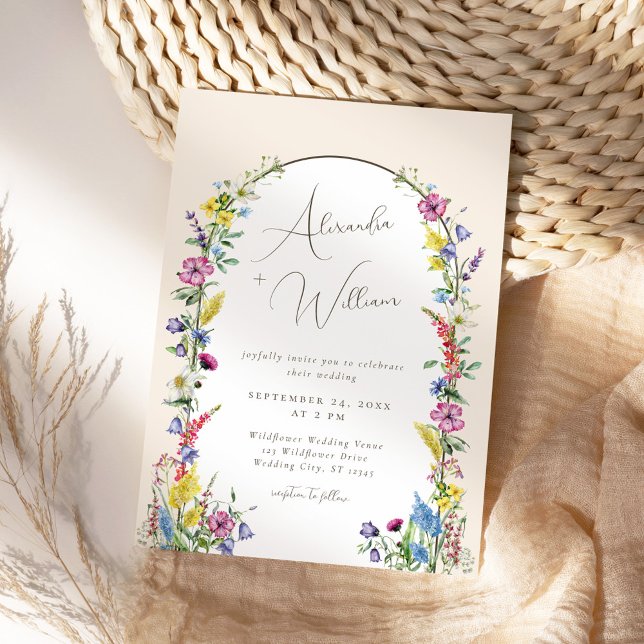 Modern Wildflower Arch Boho Wedding Invitation (Creator Uploaded)