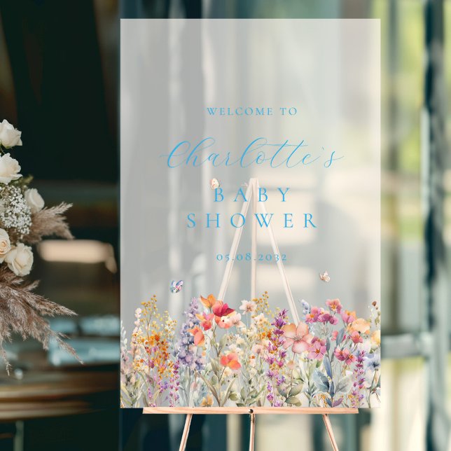 Modern, wildflower, Baby Shower  Acrylic Sign (Creator Uploaded)