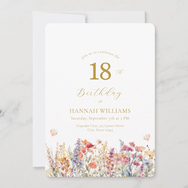 Modern, Wildflower, Baby Shower Invitation (Front)