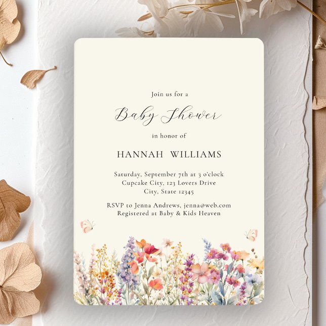 Modern, Wildflower, Baby Shower Invitation (Creator Uploaded)