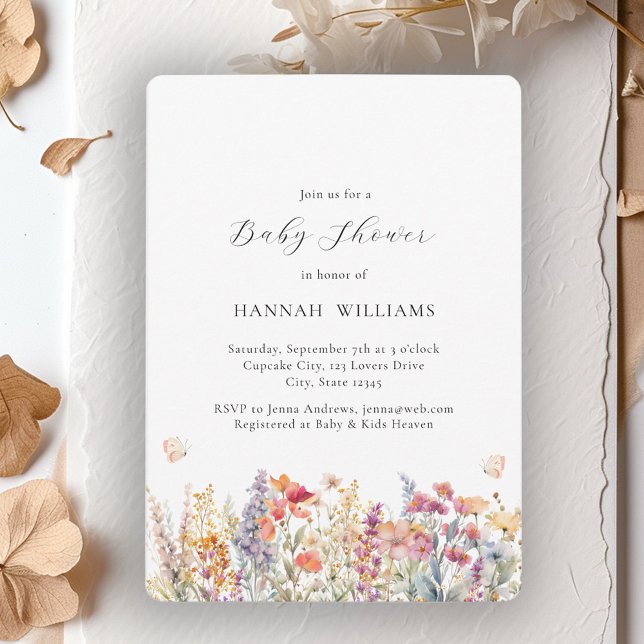 Modern, Wildflower, Baby Shower Invitation (Creator Uploaded)