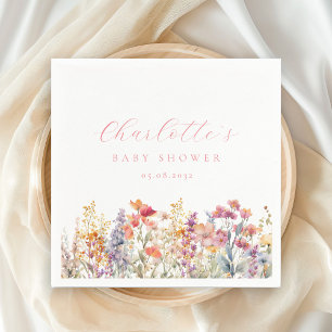 Modern, Wildflower Baby Shower Napkin