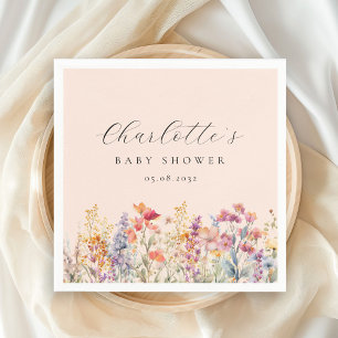 Modern, Wildflower Baby Shower  Napkin