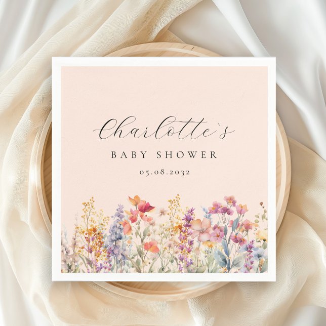Modern, Wildflower Baby Shower  Napkin (Creator Uploaded)