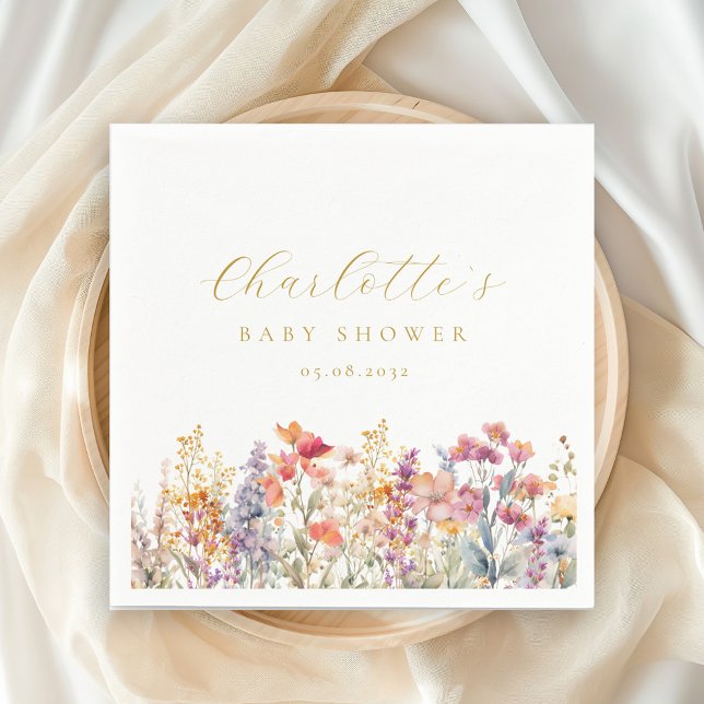 Modern, Wildflower Baby Shower  Napkin (Creator Uploaded)