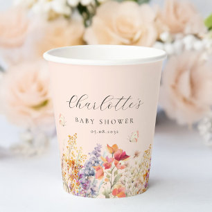 Modern, Wildflower Baby Shower  Paper Cups