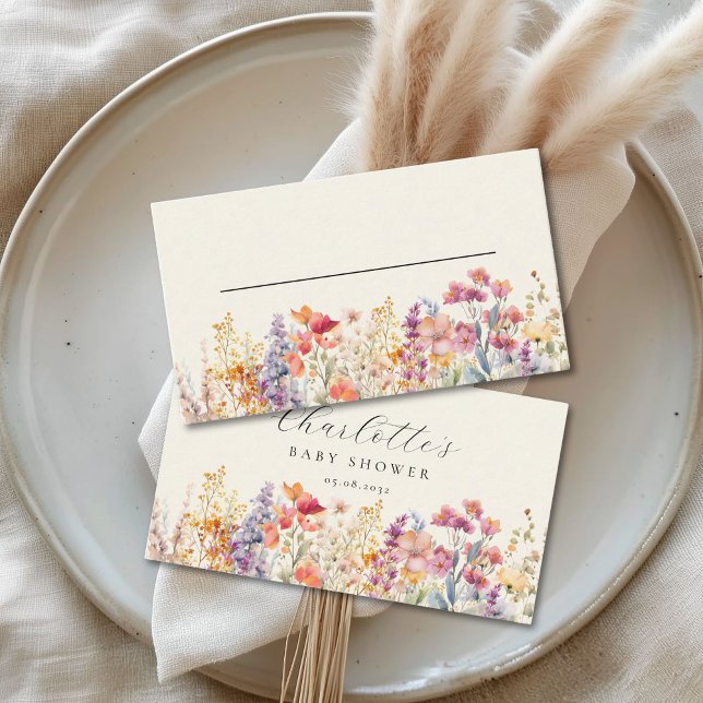 Modern Wildflower Baby Shower Place Card (Custom Modern Wildflower Baby Shower Place Card)