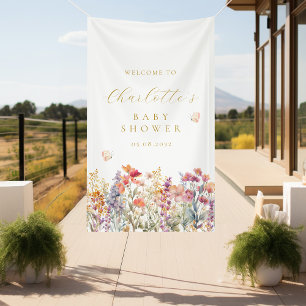 Modern, wildflower baby shower welcome banner