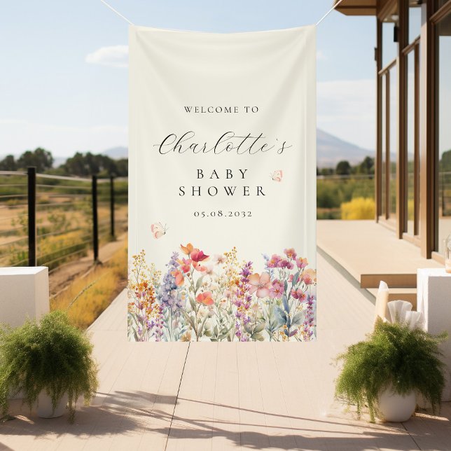 Modern, wildflower baby shower welcome  banner (Creator Uploaded)
