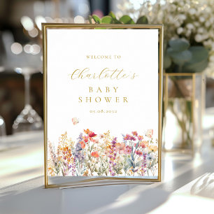 Modern, wildflower Baby Shower Welcome Poster