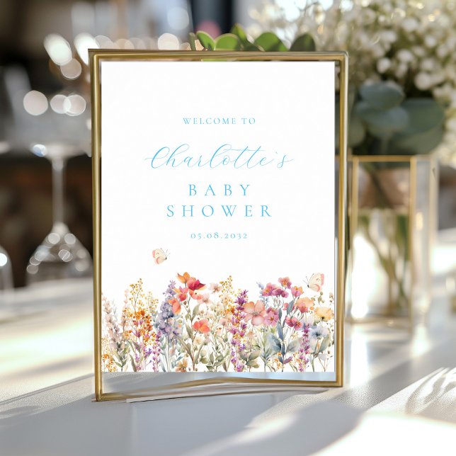 Modern, wildflower Baby Shower Welcome Poster (Creator Uploaded)