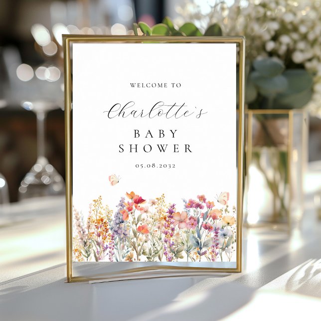 Modern, wildflower Baby Shower Welcome Poster (Creator Uploaded)