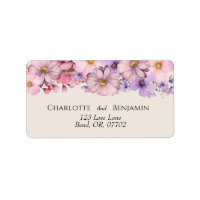 Modern Wildflower Beige Wedding Address Label