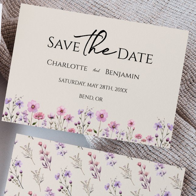 Modern Wildflower Beige Wedding Save The Date (Creator Uploaded)