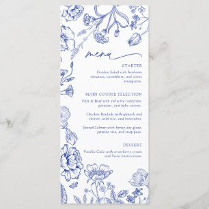 Modern Wildflower Blue Floral Brunch Bridal Shower Menu