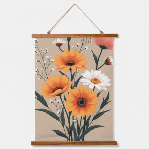 Modern Wildflower Bouquet Botanical Floral Hanging Tapestry