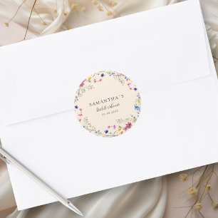 Modern Wildflower Bridal Shower Classic Round Sticker