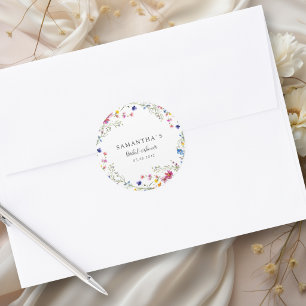 Modern Wildflower Bridal Shower Classic Round Sticker