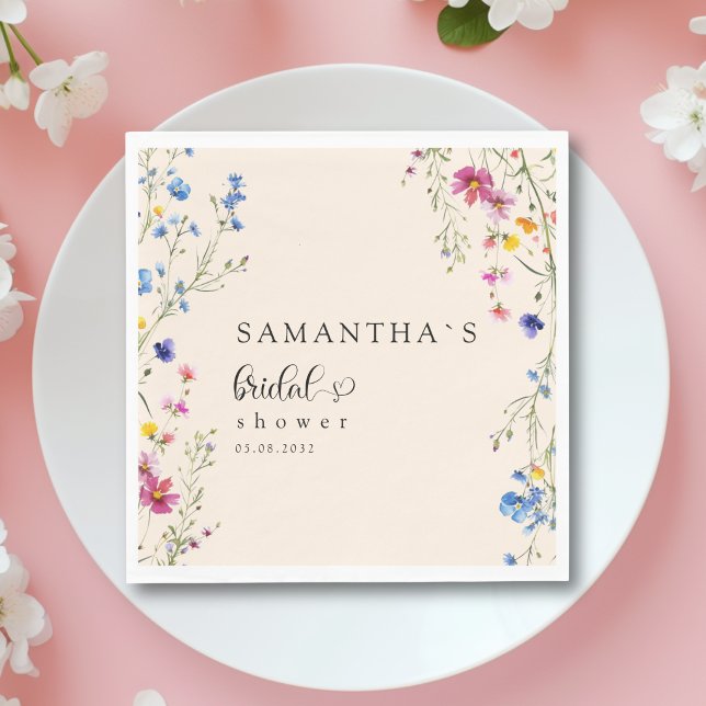 Modern Wildflower Bridal Shower  Napkin (Modern Wildflower Bridal Shower Napkins)