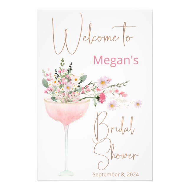 Modern Wildflower Bridal Shower Welcome Sign (Front)