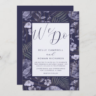 Modern wildflower Dusty Purple Script Wedding  Invitation