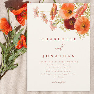 Modern Wildflower Fall Wedding Invitation