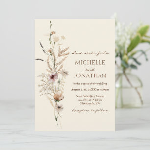 Modern Wildflower Floral Christian Bible Wedding Invitation