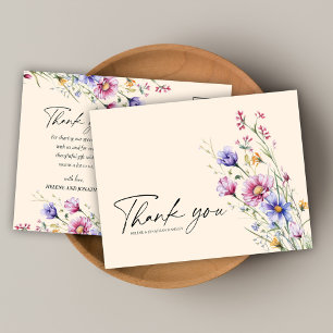 Modern Wildflower Floral Elegant Wedding Thank You Postcard